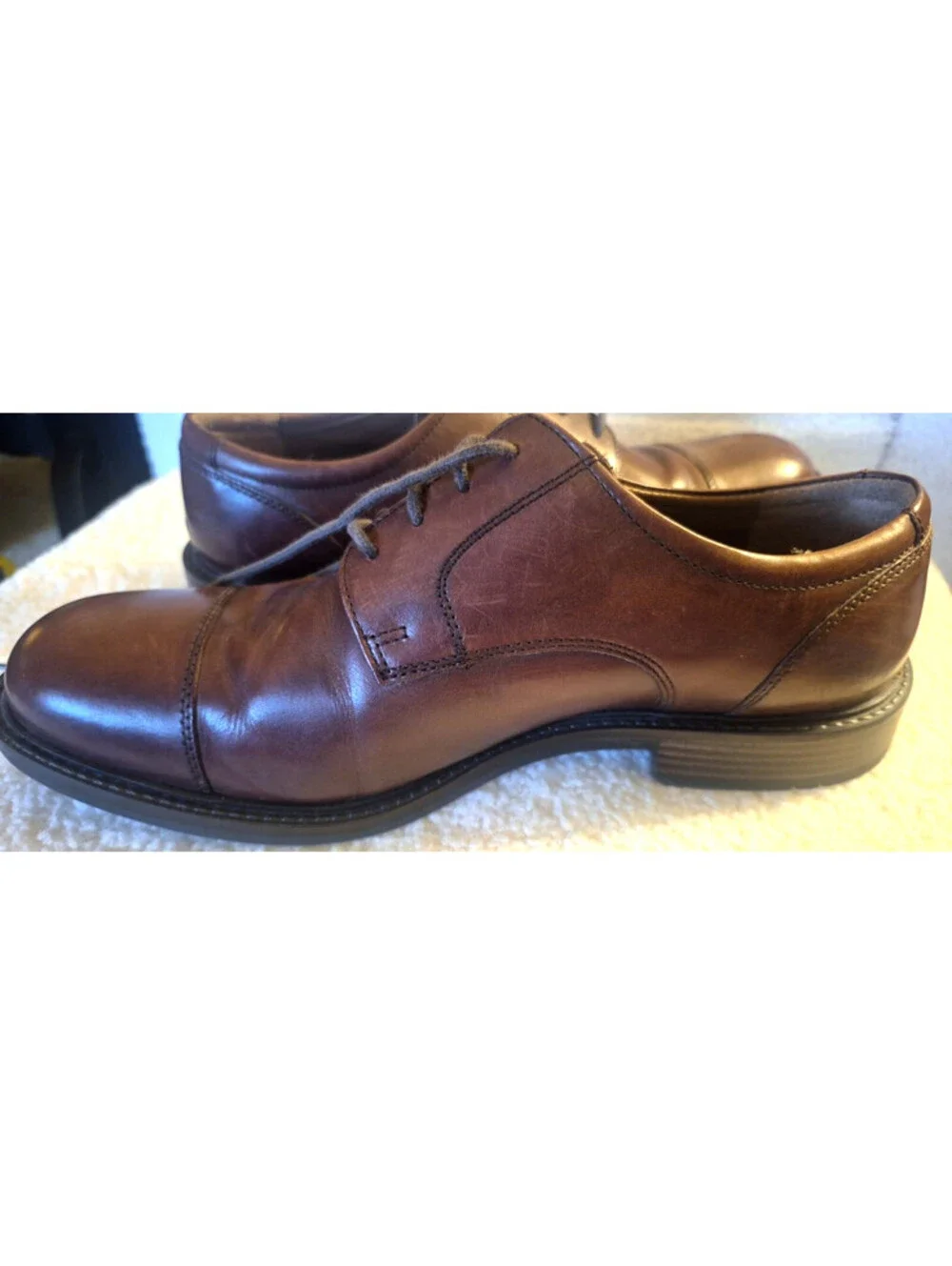 Johnston & Murphy TABOR Cap Toe Brown Leather 20-1863 Dress Shoes - Size 10 M